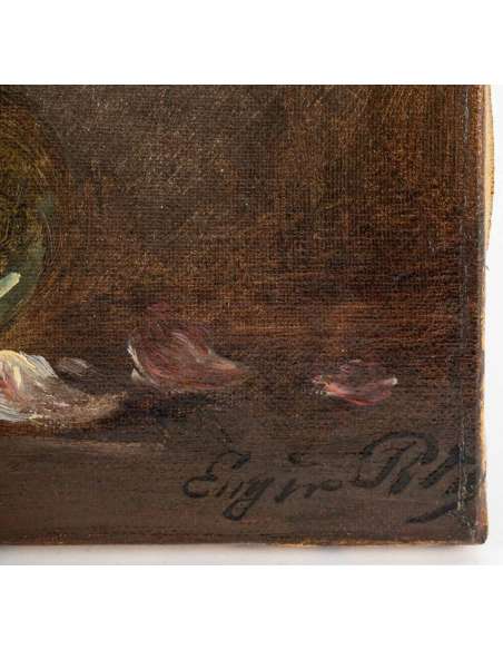 Eugene PETIT (1838 - 1886) - Flowers in a glass vase. - Still life paintings-Bozaart