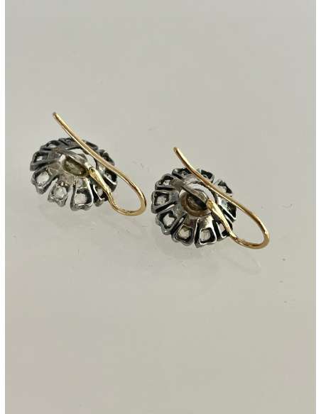 Eglantines gold pearl and diamond earrings - Earrings-Bozaart