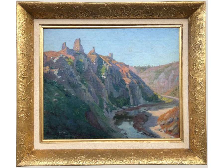 Octave Linet French School 20th The Ruins Of Crozant Oil On Canvas Signed