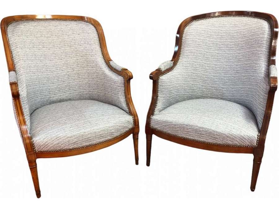 Pair Of Louis XVI Style Shepherds In Natural Wood