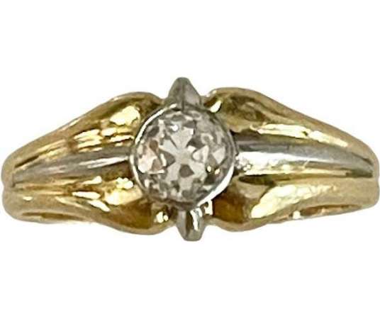 Gold, Platinum And Diamond Bangle Ring - rings