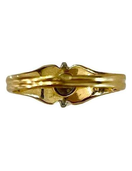 Gold, Platinum And Diamond Bangle Ring - rings-Bozaart