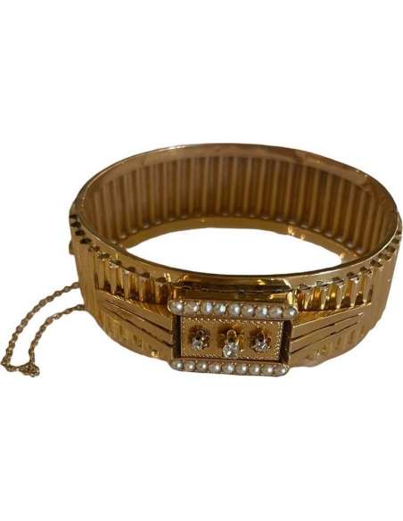 Bracelet Napoléon III En Or, Perles Et Diamants - Bracelets-Bozaart