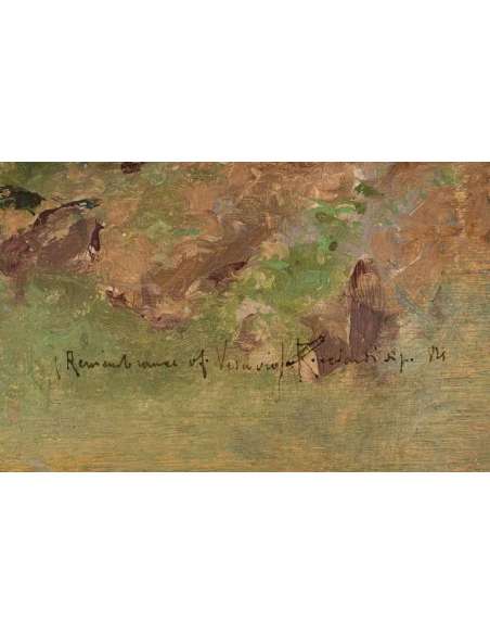 Oscar RICCARDI (1864 -1935)- Aristocratic villa on the slopes of Mount Vesuvius - Dated 1884 - Landscape paintings-Bozaart