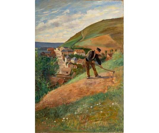 René VAUQUELIN ( Elbeuf, 1854 -Dignes, 1941) - Travaux aux champs. - Tableaux paysages
