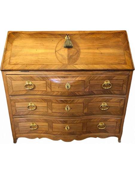 Louis XV curved desk chest of drawers called "scriban" in marquetry - Dressers-Bozaart