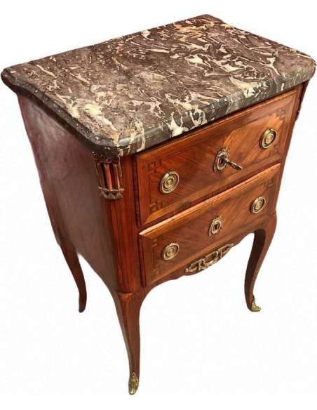 Period Chest of Drawers Transition In Marquetry Two Drawers - Dressers-Bozaart