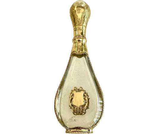 Flacon Parfum En Cristal Et Or XIXème Siècle - éventails