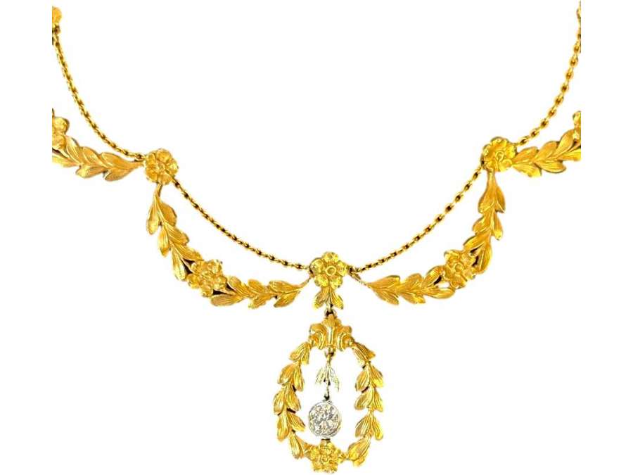 Gold And Diamond Drapery Necklace