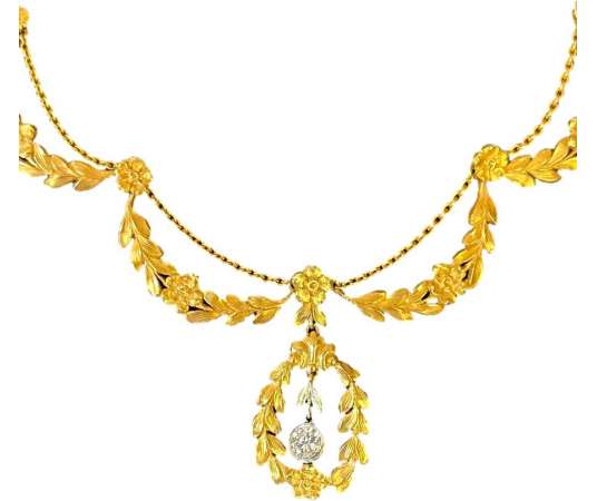 Gold And Diamond Drapery Necklace - necklaces