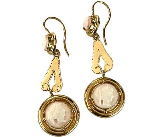 Gold And Cameo Earrings - Earrings