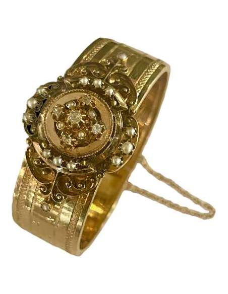 Bracelet Napoléon III, En Or, Perles Et Diamants - Bracelets-Bozaart