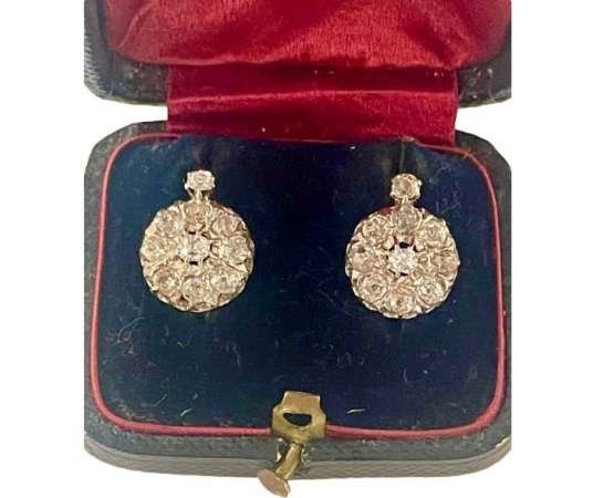Pair Of Gold, Silver And Diamond Earrings - Earrings