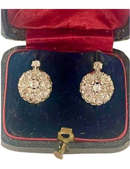 Paire De Boucles d'Oreilles En Or, Argent Et Diamants - Boucles d'oreille-Bozaart