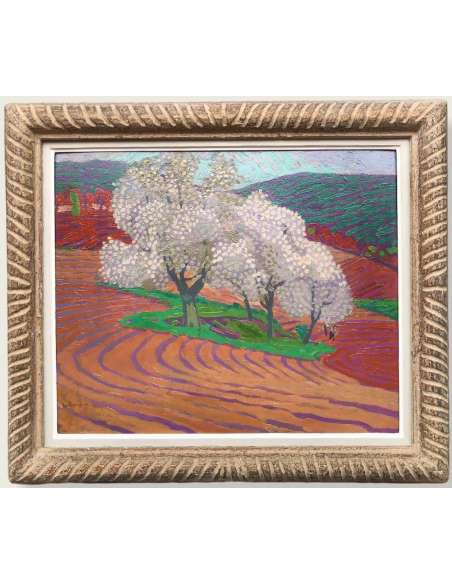 Jouhaud Léon Painting 20th Century Fawn Landscape Oil On Signed Cardboard - Landscape Paintings-Bozaart
