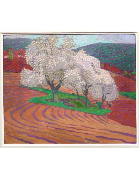 Jouhaud Léon Painting 20th Century Fawn Landscape Oil On Signed Cardboard - Landscape Paintings-Bozaart