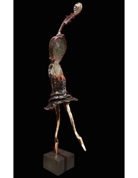 Nowaczyk Sculpture Bronze Laiton Verre Pilé Danseuse - sculptures autres matériaux-Bozaart
