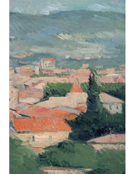 Casimir REYMOND (1893, 1969) Suisse- Vue de l’atelier de Cézanne- Aix-en- Provence- cathédrale Saint-Sauveur - Daté 1937 - Table-Bozaart