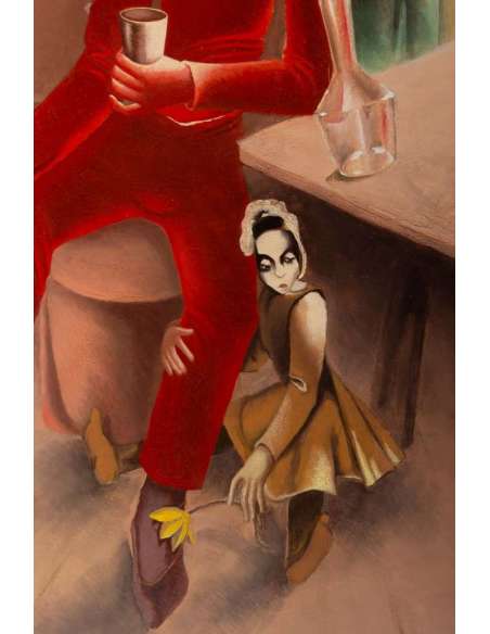 MARA-RUCKI (Née en 1920)- Le guignol, 1944 - Saltimbanque en rouge, 1944. - Tableaux autre genre-Bozaart