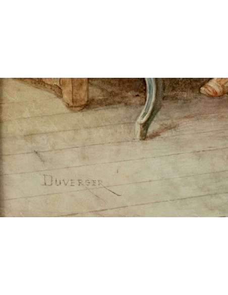 Théophile Emmanuel DUVERGER (1821 – 1898)- Watercolor - - Watercolors-Bozaart