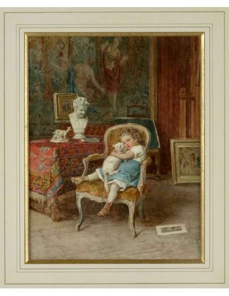 Théophile Emmanuel DUVERGER (1821 – 1898)- Watercolor - - Watercolors-Bozaart