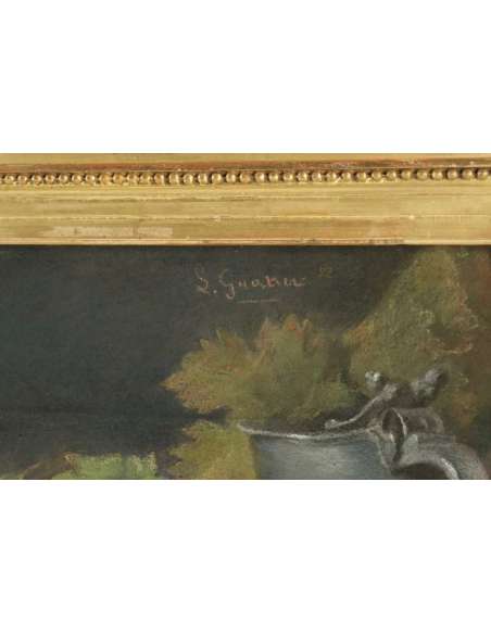 Charles Louis GRATIA ( 1815 – 1911) école de Nancy-« Nature morte à la mandoline », daté 1852 - pastels-Bozaart