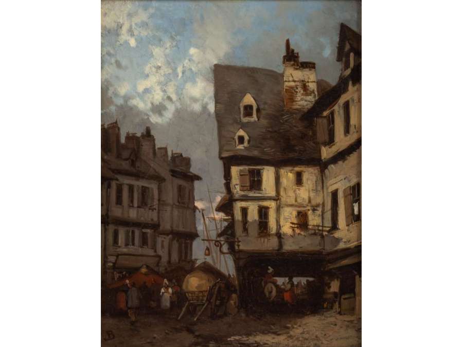 Johannes BOSBOOM (1817 – 1891)- Vue de Rouen- Circa 1837-1839. - Tableaux scènes de genre