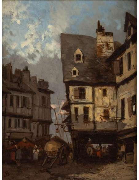 Johannes BOSBOOM (1817 – 1891)- Vue de Rouen- Circa 1837-1839. - Tableaux scènes de genre-Bozaart