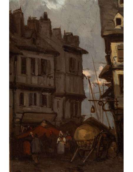 Johannes BOSBOOM (1817 – 1891)- Vue de Rouen- Circa 1837-1839. - Tableaux scènes de genre-Bozaart