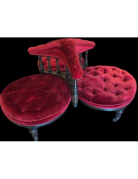 Living room armchair called "indiscret" three seats in blackened pear tree and burgundy velvet - benches - sofas-Bozaart