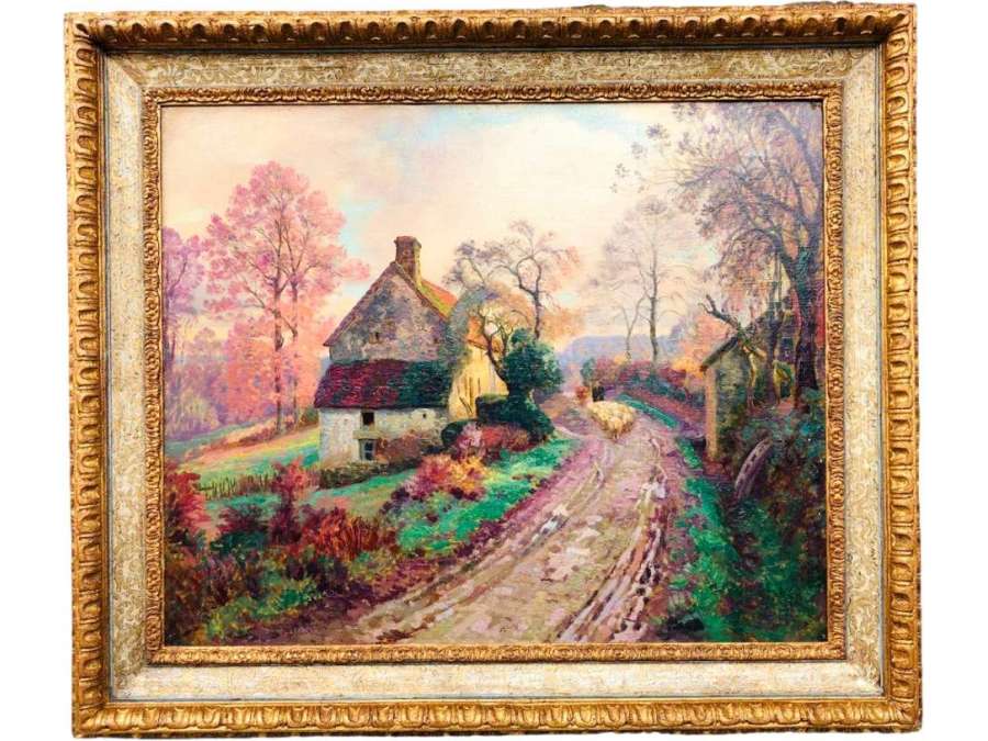 Point Armand The Path To The Village Oil On Canvas Signed - Landscape Paintings