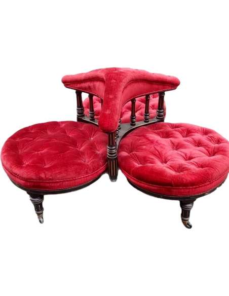 Living room armchair called "indiscret" three seats in blackened pear tree and burgundy velvet - benches - sofas-Bozaart