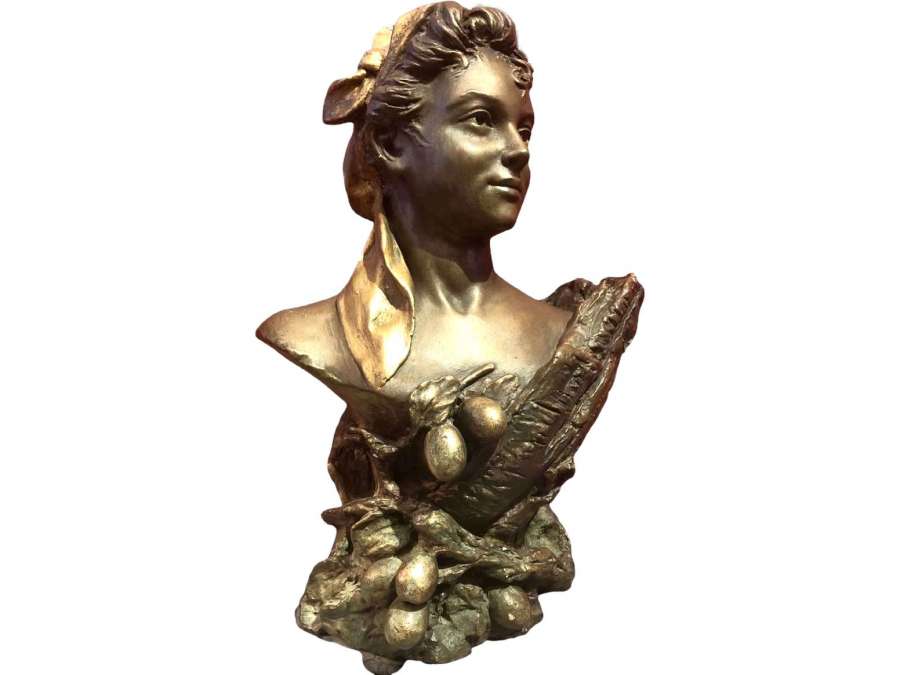 Buste De Femme Par Pierre Campagne Sculpture 19è