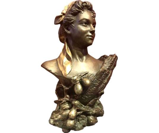Buste De Femme Par Pierre Campagne Sculpture 19è - sculptures terre cuite