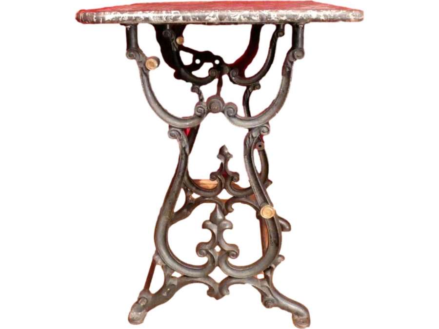 XIXth Century Wrought Iron Baker's Table With Grey St Anne Marble Top