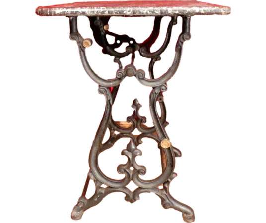 XIXth Century Wrought Iron Baker's Table With Grey St Anne Marble Top - craft Furniture