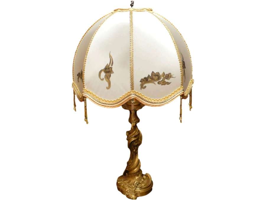 Luminaire Pied De Lampe Ancien En Bronze Doré Fin XIXème Siècle Signé Gagneau