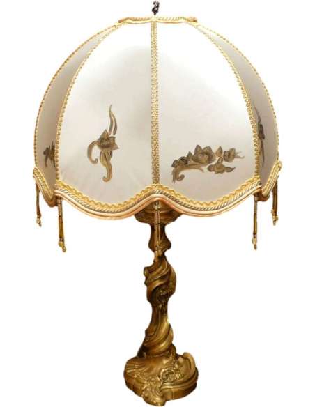 Luminaire Pied De Lampe Ancien En Bronze Doré Fin XIXème Siècle Signé Gagneau - lampes-Bozaart