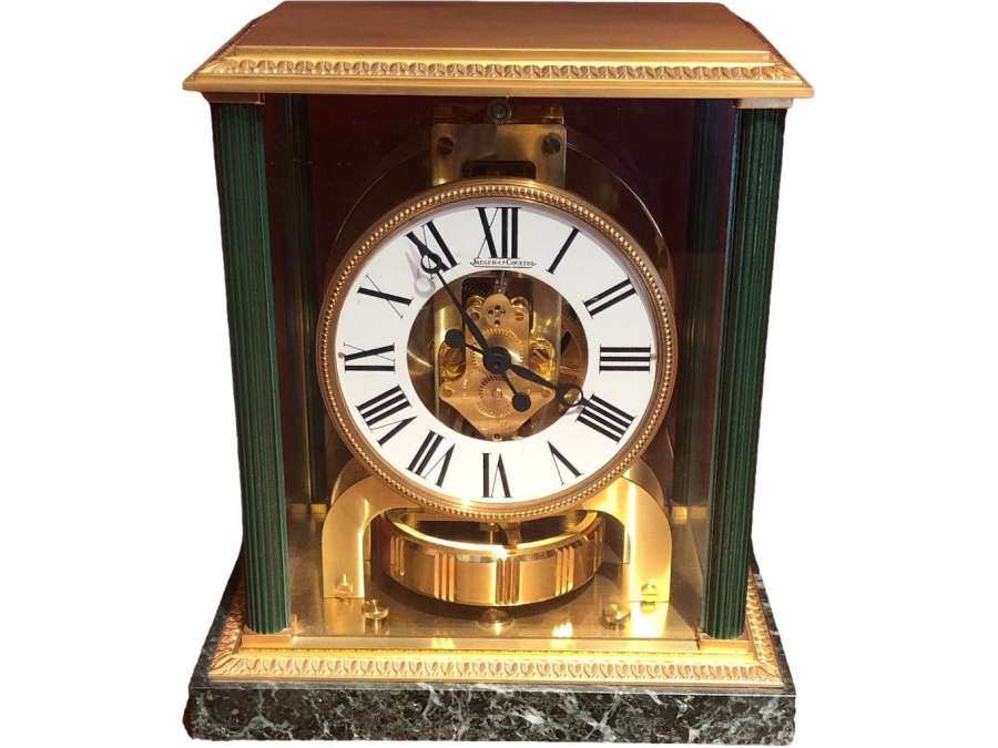Atmos Jaeger-lecoultre Pendulum Vendôme Model Green Marble Base - antique Clocks