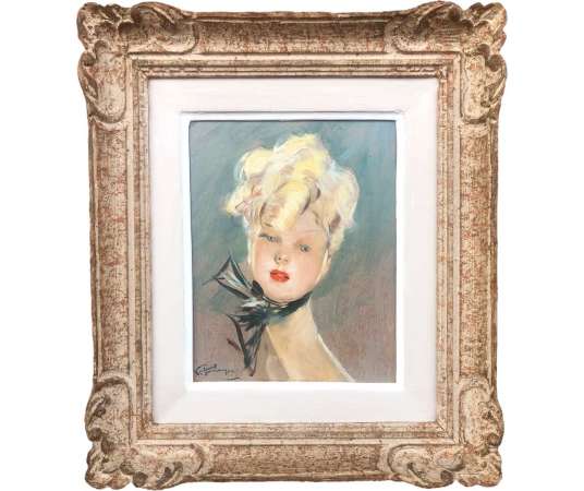Domergue Jean Gabriel Painting XXth Century Worldly Painting - Portrait paintings