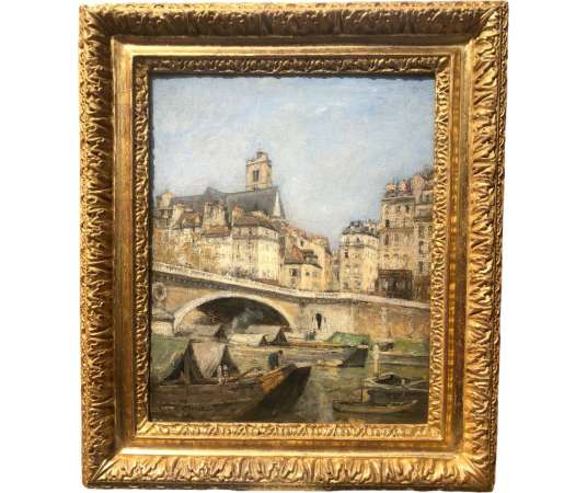 Lepine Stanislas Paris, Le Pont Louis Philippe 1878 Huile Sur Toile Signée Catalogue Raisonné - Tableaux paysages