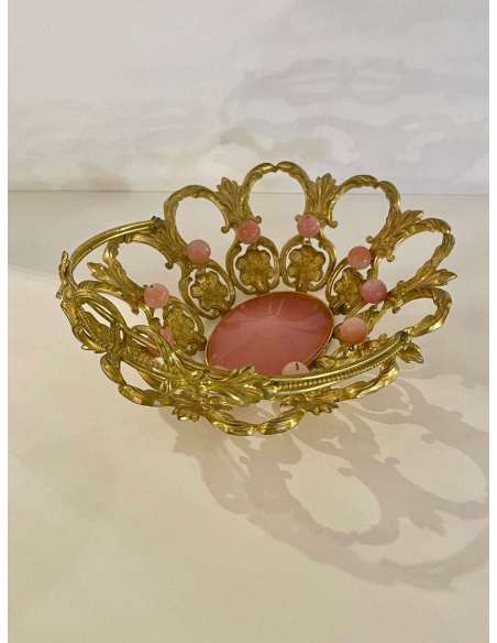 Opaline Basket And Pompom Napoleon III era - Opalines, enameled glasses-Bozaart