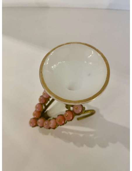 Small Opaline Bouquet Holder Vase - Opalines, enameled glasses-Bozaart