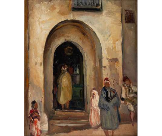 Fernand Allard the Olive Tree (attrib.)( 1883, 1933)- Street scene Tunis -circa 1920. - Orientalist paintings