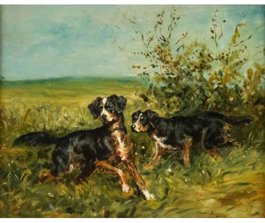 Charles Olivier de PENNE (Paris, 1831 - Marlotte, 1897) - Dogs at a standstill. - Paintings of another kind