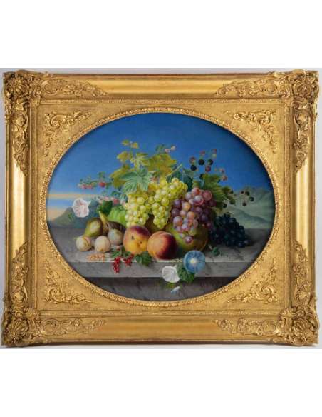 The GERMAN Adèle née Le Corbeiller (Born in Paris in 1807) - Pair of still lifes dated 1845. - Still life paintings-Bozaart