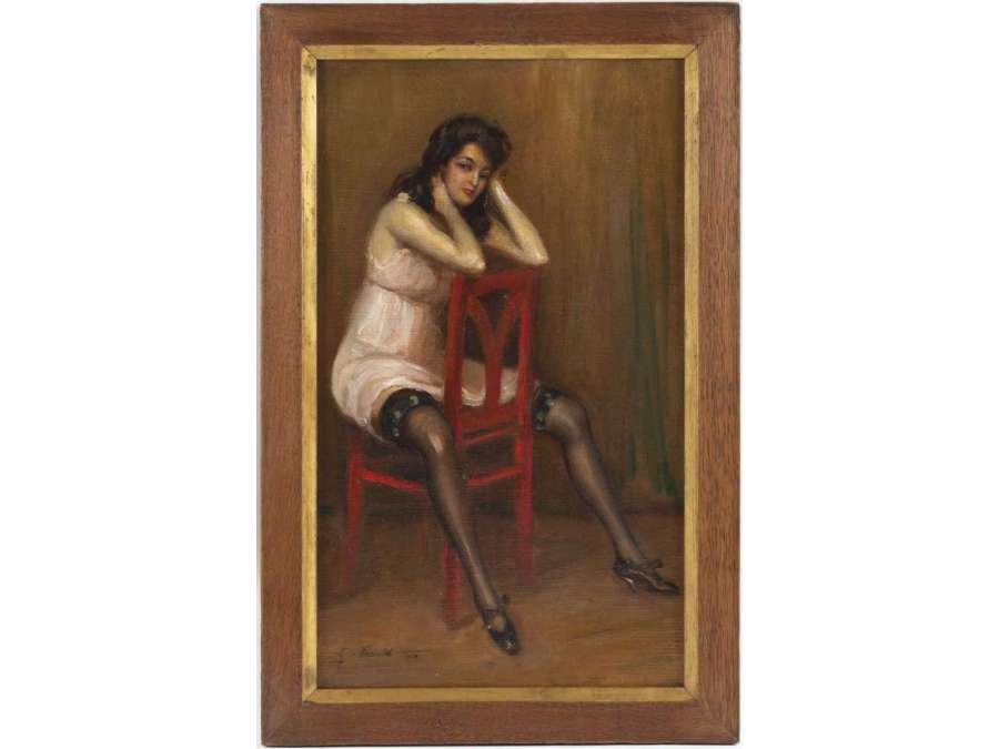 Georges Michelet (1873, ?) French - The Red Chair, Dated 1916 - Paintings of another kind