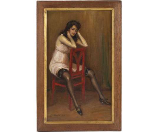 Georges Michelet (1873, ?) French - The Red Chair, Dated 1916 - Paintings of another kind