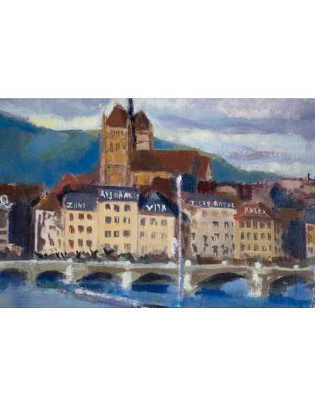 SICARD Pierre (Paris 1900, 1980) French- View of Geneva. - Landscape paintings-Bozaart