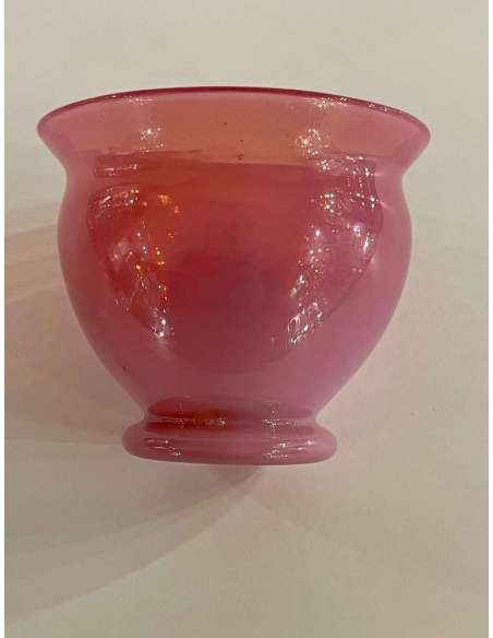 Vase à Violettes En Opaline Gorge De Pigeon - Opalines, verres émaillés-Bozaart